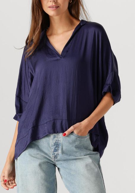 Donkerblauwe SUMMUM Top TOP SHORT SLEEVES SILKY TOUCH - large