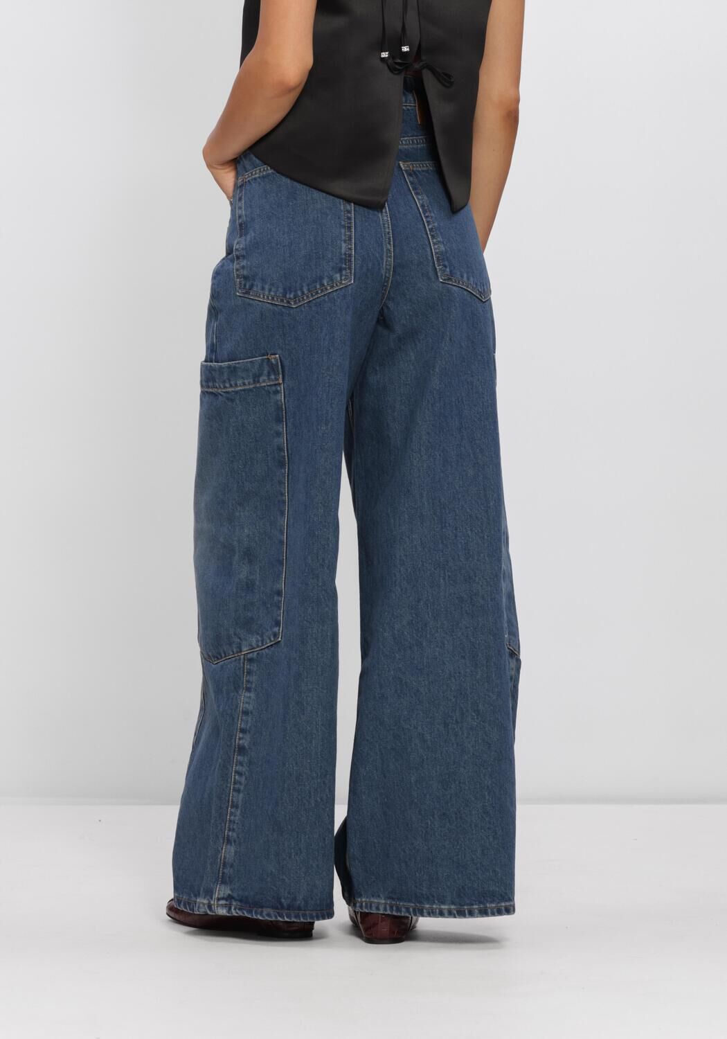 Blauwe GANNI Wijde broek BAGGY CARGO JEANS - large