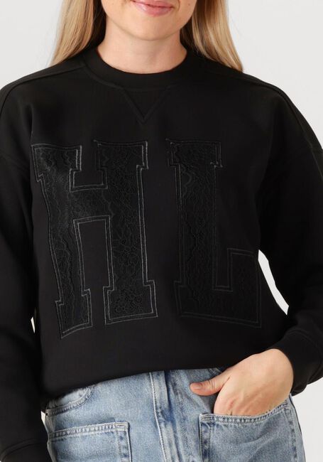 Zwarte HAUTE L'AMITIÉ Sweater LACE APPLICATION SWEAT - large
