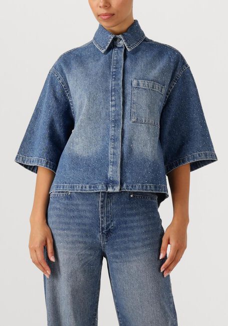 Blauwe DANTE6 Blouses DAISY RHINESTONE DENIM SHIRT - large