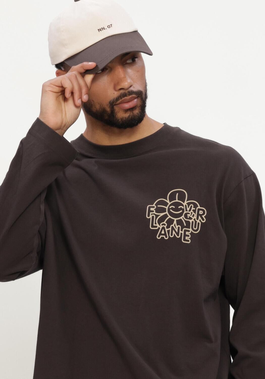 Bruine FLANEUR T-shirt HAPPY FLOWER LONG SLEEVE - large