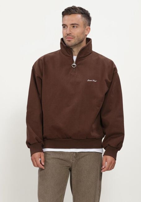 Bruine BRAM'S FRUIT Trui SCRIPT LOGO QUARTER ZIP - large