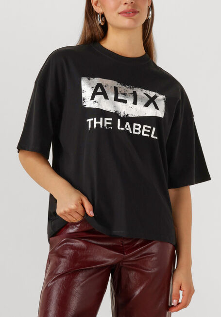 Zwarte ALIX THE LABEL T-shirt FOIL PRINT T-SHIRT - large