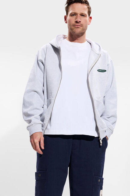 Lichtgrijze BRAM'S FRUIT Trui DISTRESSED F*CK OFF ZIPPER HOODIE - large