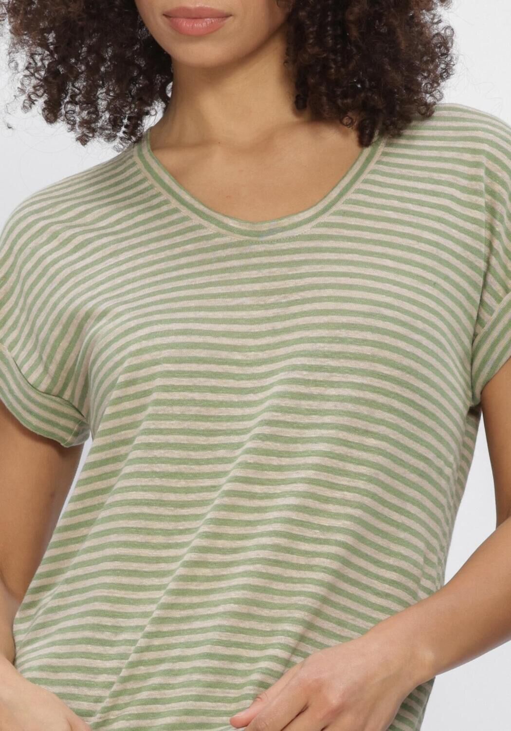 Groene LUISA CERANO T-shirt LEINEN RINGEL T-SHIRT - large