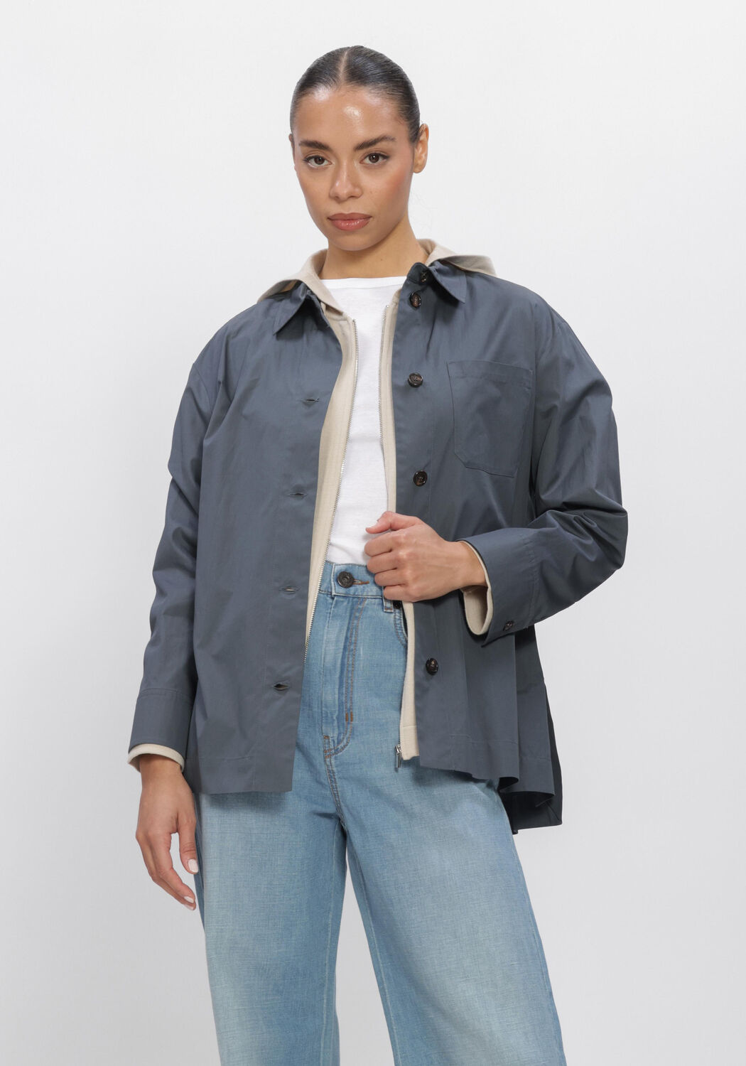 Donkerblauwe MAX MARA  SHIRT POPENINE - large