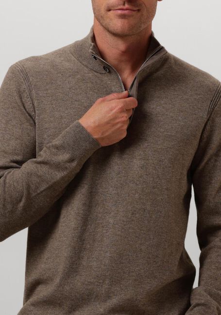 Bruine PROFUOMO Trui PULLOVER HALF ZIP BUTTON - large