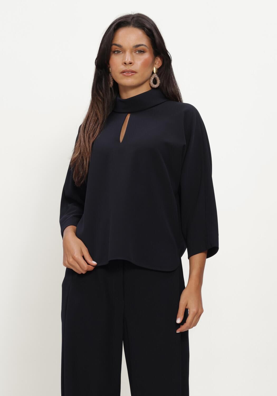 Donkerblauwe LUISA CERANO Blouses KURZARM-BLUSENTOP - large