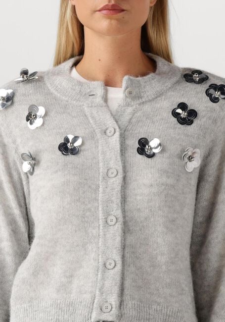 Lichtgrijze DANTE6 Vest FAWN SEQUIN CARDIGAN - large