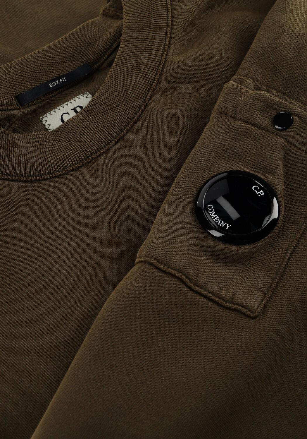 Khaki CP COMPANY Trui SWEATSHIRTS CREW NECK IN BRUSHED EMERIZED DIAGONAL FLEECE - large