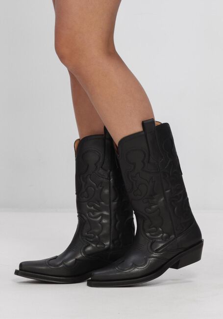 Zwarte GANNI Cowboylaarzen MID SHAFT EMBROIDERED WESTERN BOOT - large