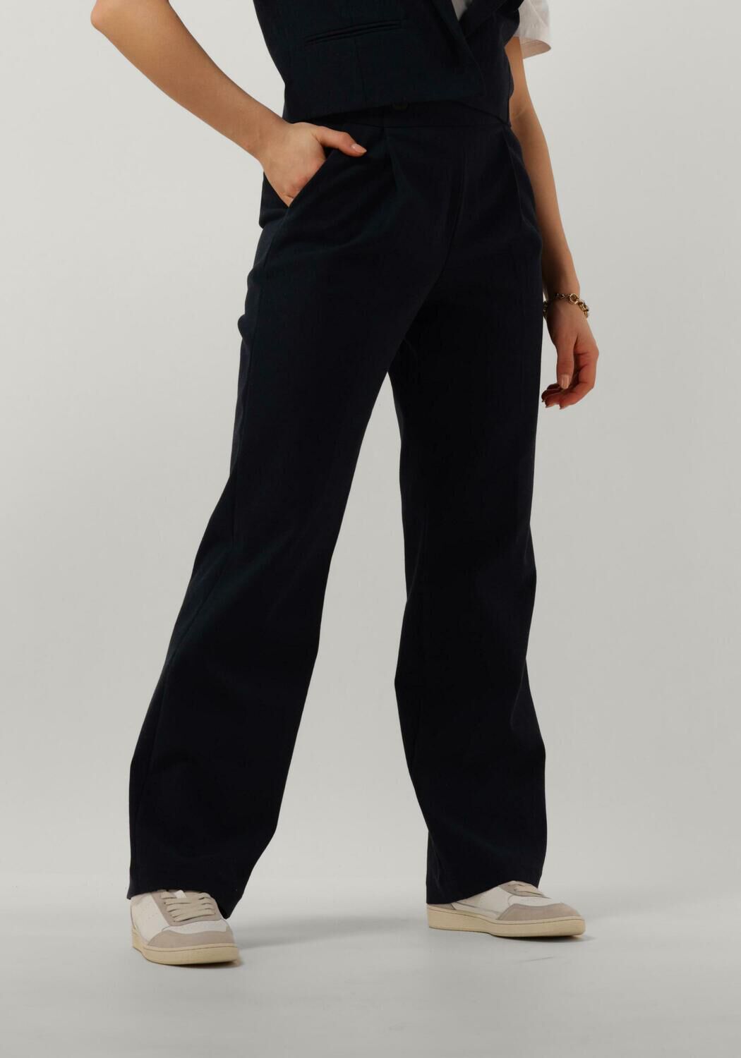 Ruby Tuesday Wijde Broek Dames Relena Straight Leg Pants With Zipper At Side, Maat: 36, Kleur: Donkerblauw afbeelding 1