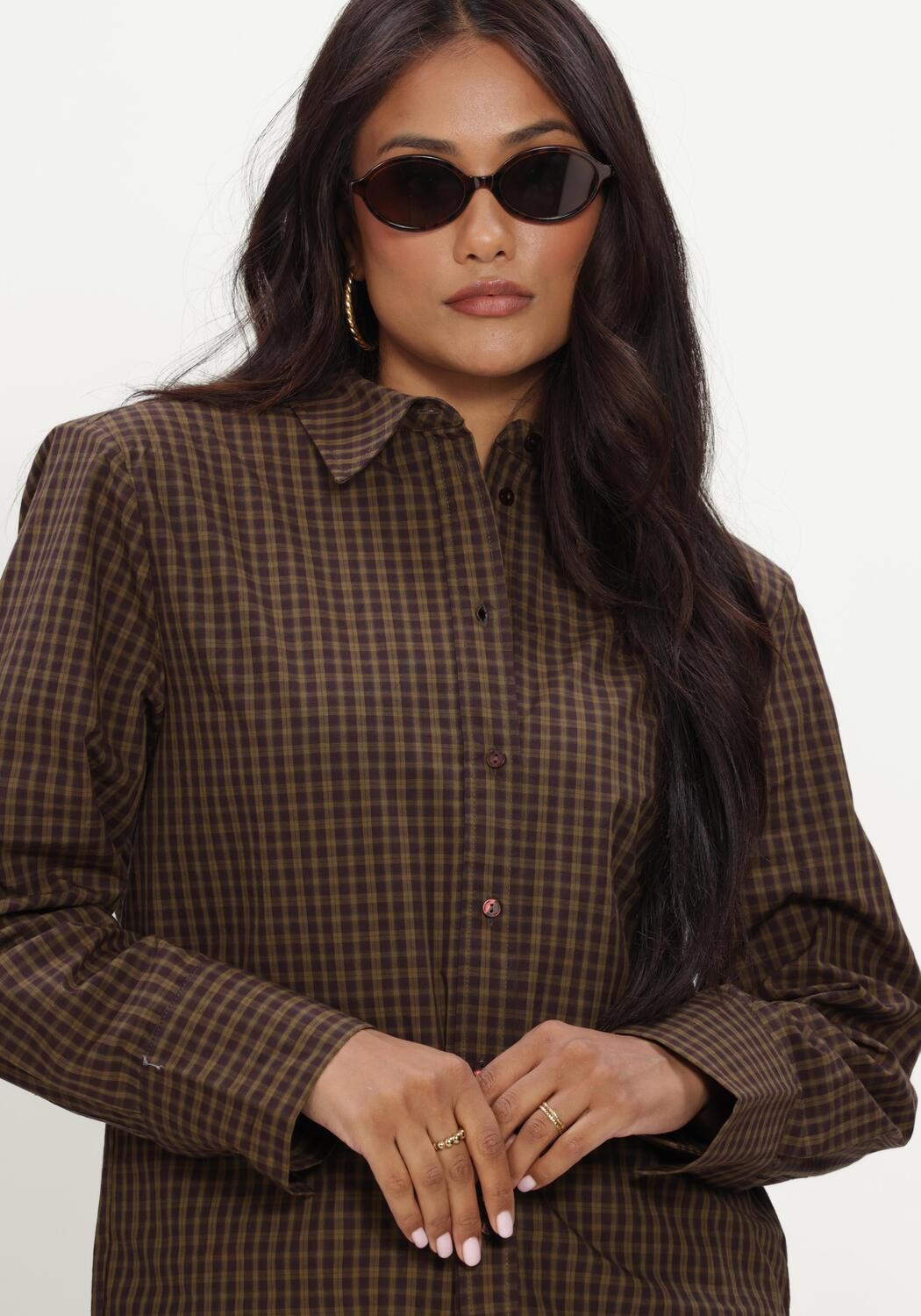 Groene CO'COUTURE Blouses TEFFACC PADDED CHECK SHIRT - large