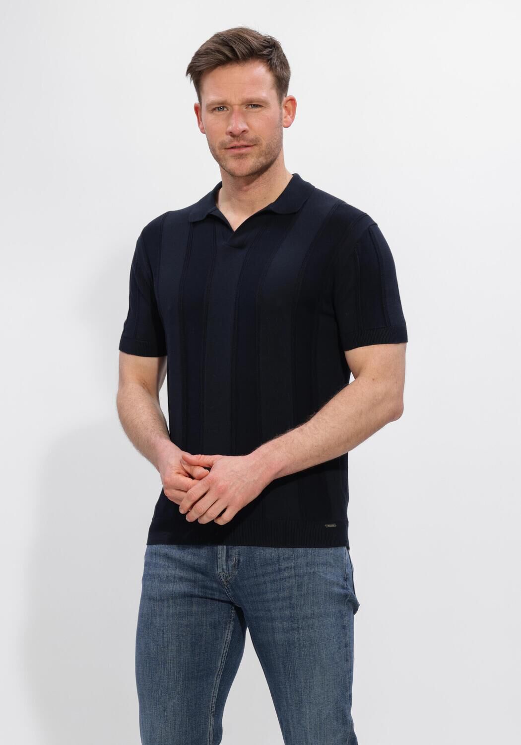 Gentiluomo Polo Heren Polo No Buttons Ss, Maat: XL, Kleur: Donkerblauw afbeelding 1