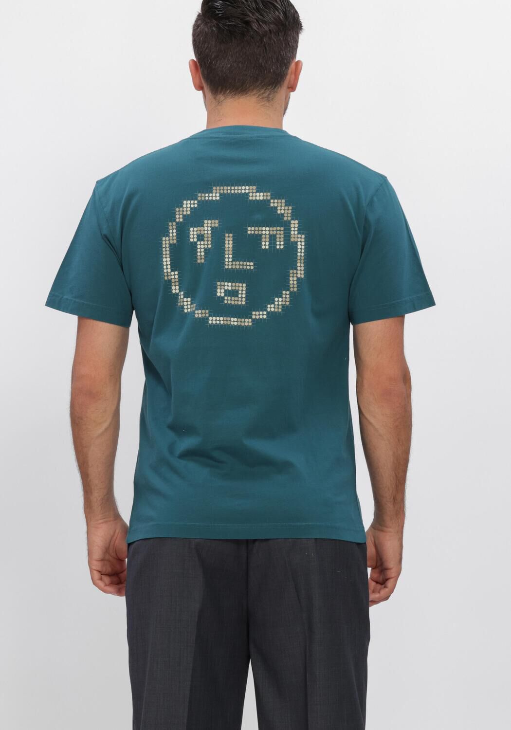 Blauwe OLAF HUSSEIN T-shirt DOTTED FACE TEES - large