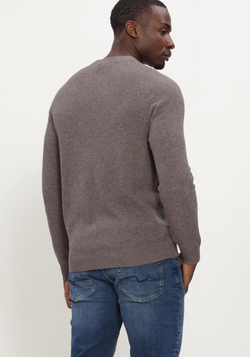 Taupe GENTILUOMO Trui ROUND LS - large