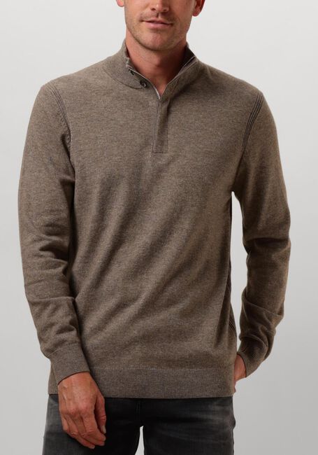 Bruine PROFUOMO Trui PULLOVER HALF ZIP BUTTON - large