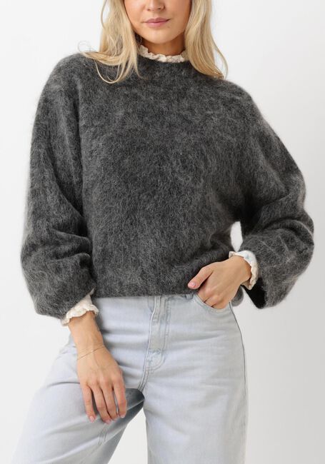 Grijze SECOND FEMALE Trui ANNELEEN KNIT O-NECK - large