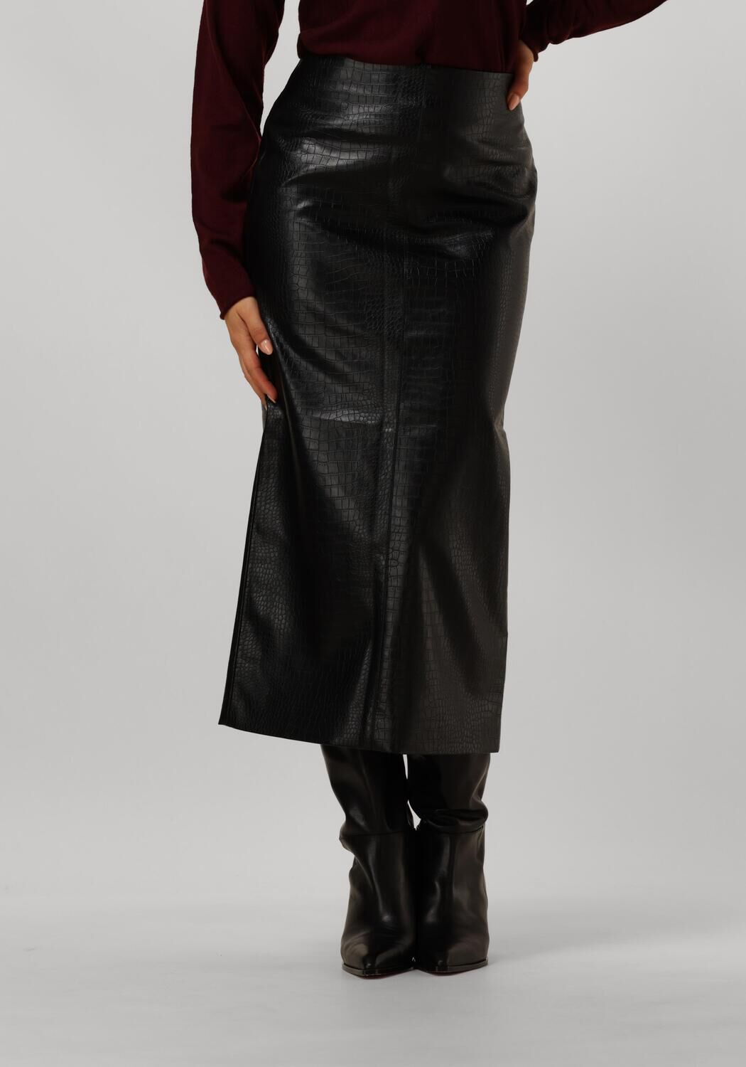 Bruuns Bazaar Maxirok Dames Croco Tuanella Skirt, Maat: 34, Kleur: Zwart