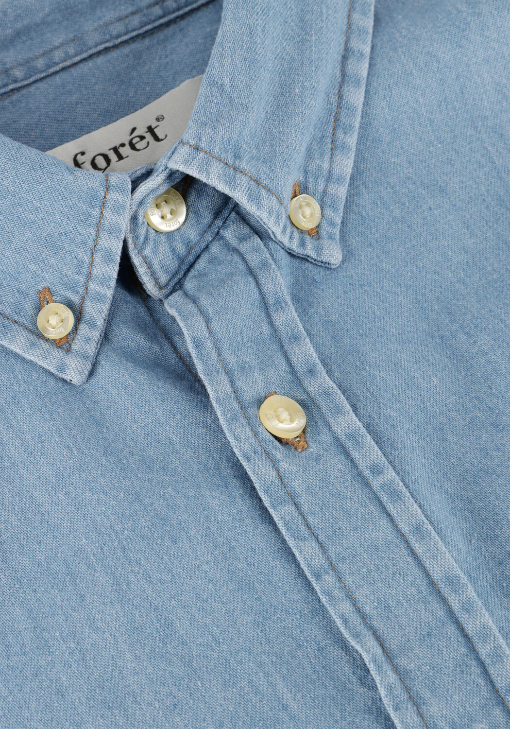 Lichtblauwe FOR&Eacute;T Casual overhemd HORNET CHAMBRAY SHIRT - large