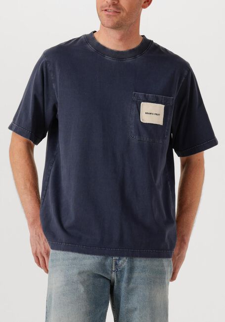 Donkerblauwe BRAM'S FRUIT T-shirt CHEST POCKET TSHIRT - large