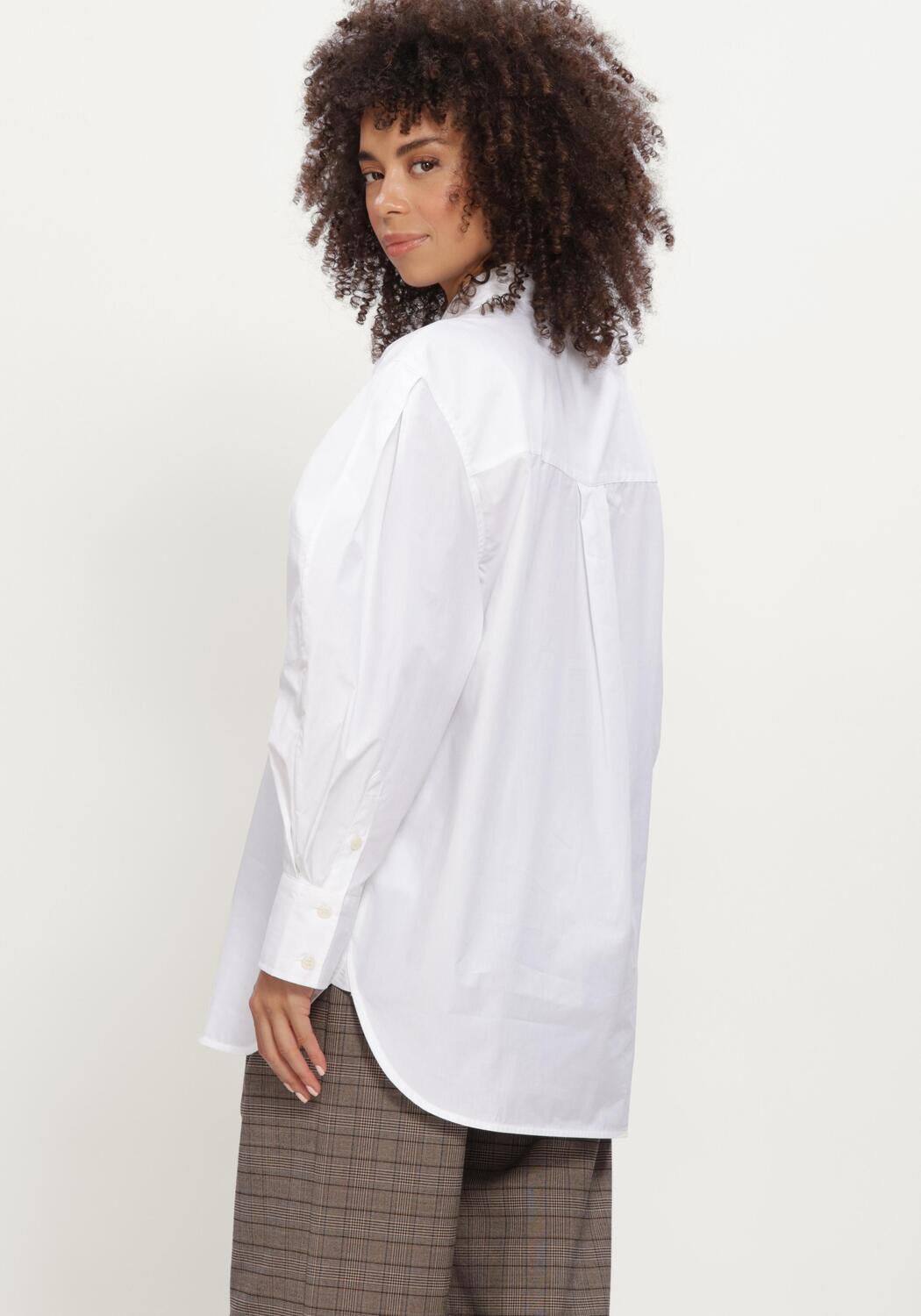Witte GANNI Blouses COMPACT POPLIN PLEATED SLEEVE SHIRT - large