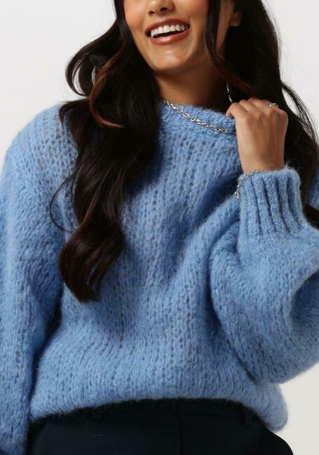 Lichtblauwe AMERICAN DREAMS Trui LEONNIE ALPACA PULLOVER - large