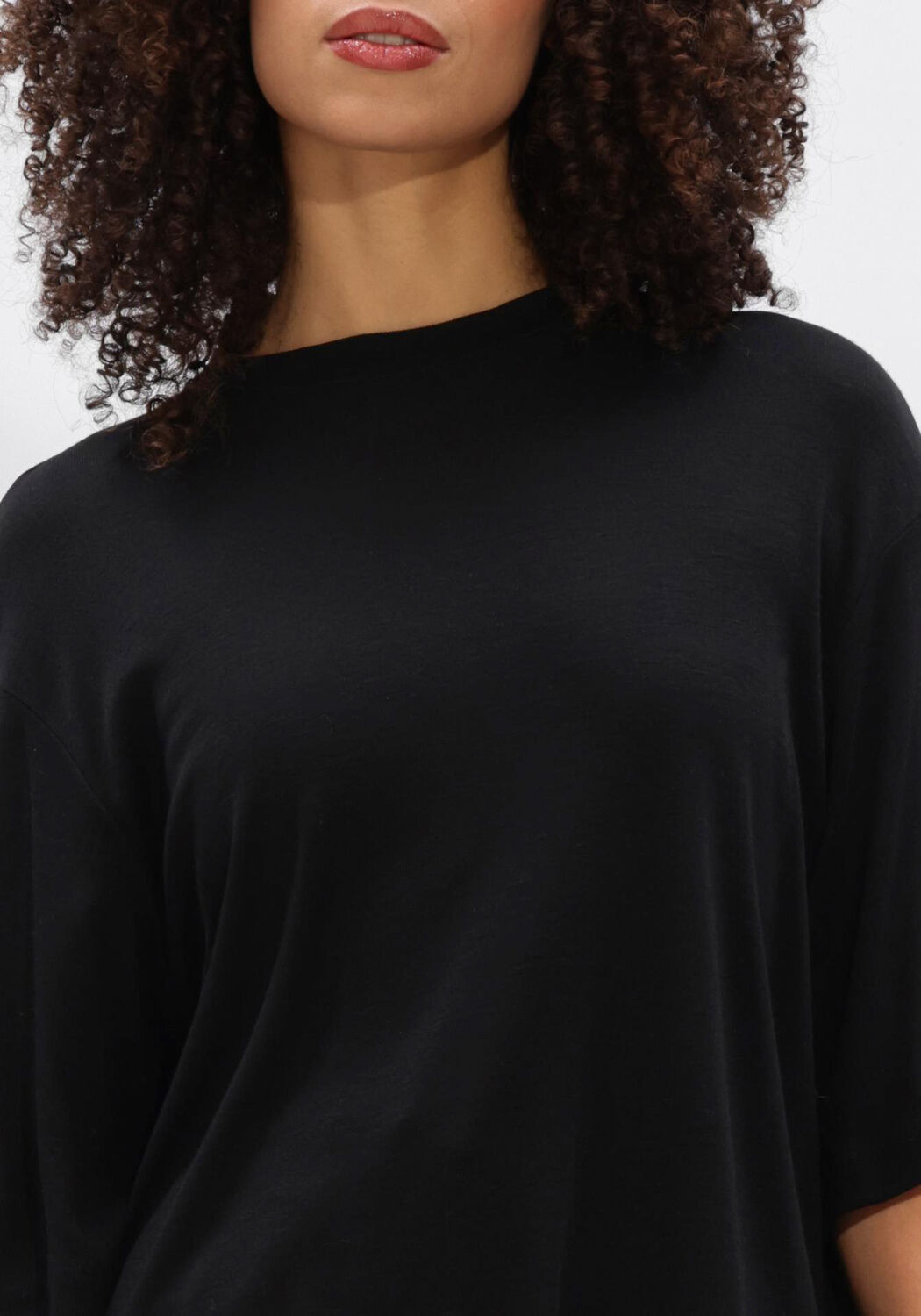 Zwarte ROHE Top OVERSIZED SOFT MERINO T SHIRT - large