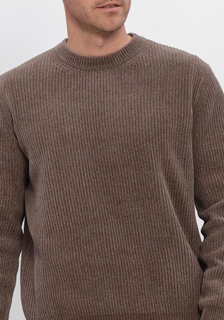 Bruine PROFUOMO Trui PULLOVER CREW NECK CHENILLE RIB - large