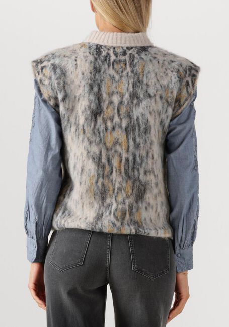 Bruine FORTE FORTE Spencer PLUMES DE PYTHON ALPACA JACQUARD VEST - large