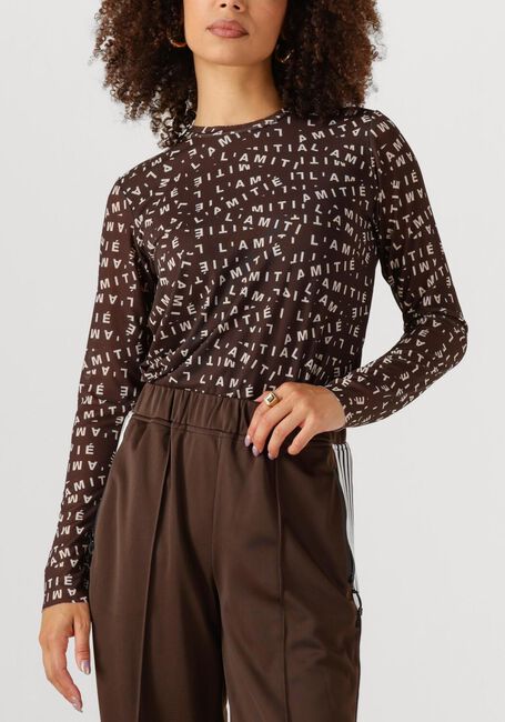 Bruine HAUTE L'AMITIÉ Top L'AMITIE MESH LS O-NECK - large