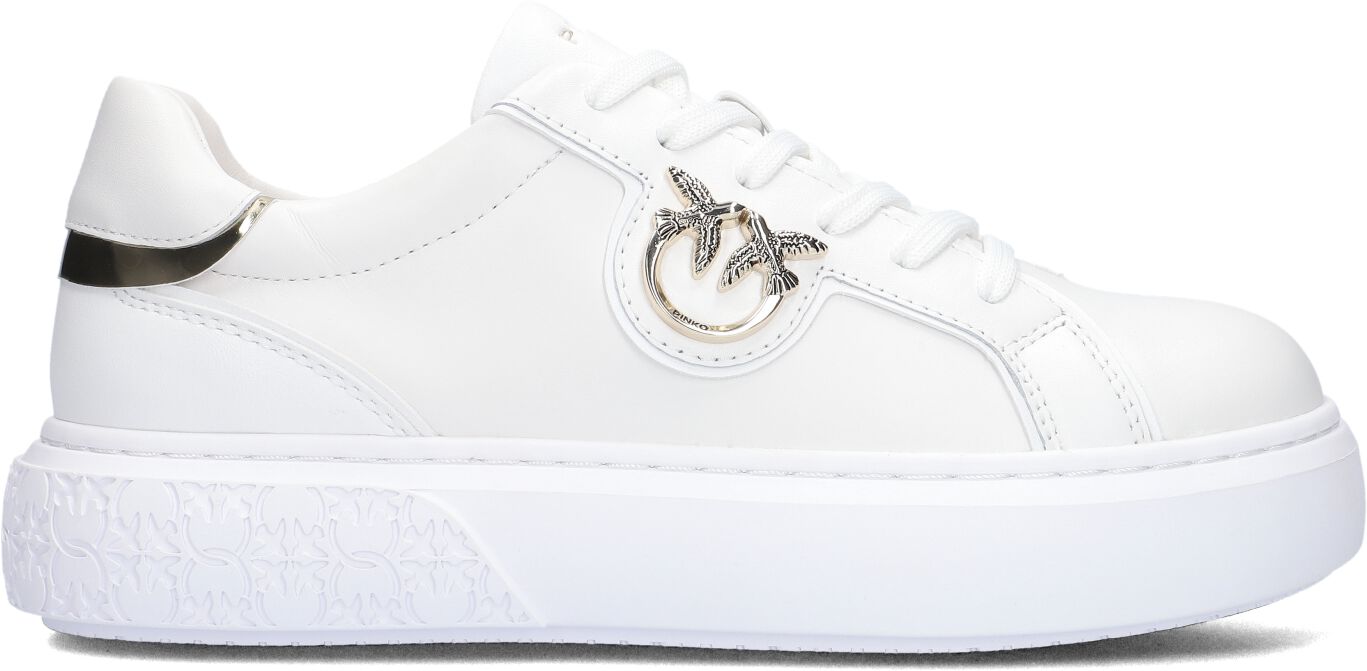 Pinko Lage Sneakers Dames Yoko 1.0 Sneaker, Maat: 41, Materiaal: Leer, Kleur: Wit