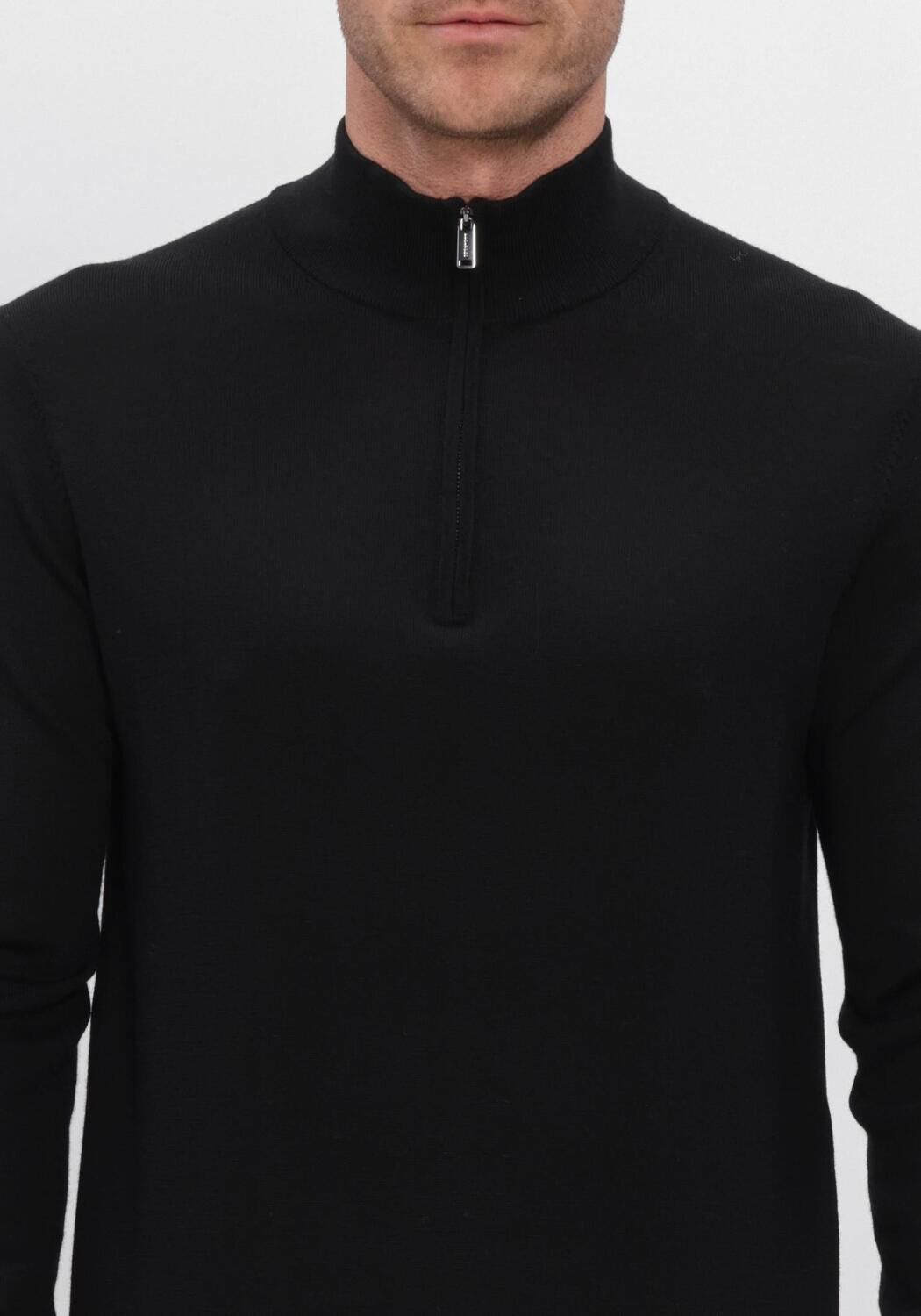 Zwarte PROFUOMO Trui PULLOVER HALF ZIP EXTRAFINE MERINO - large