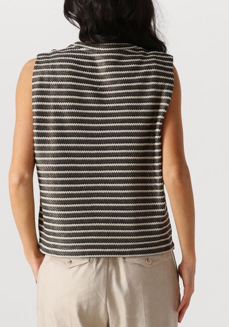 Zwarte SUMMUM T-shirt SLEEVELESS TOP KNITTED STRIPE COATED - large