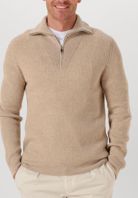 Beige PROFUOMO Trui PULLOVER HALF ZIP - large