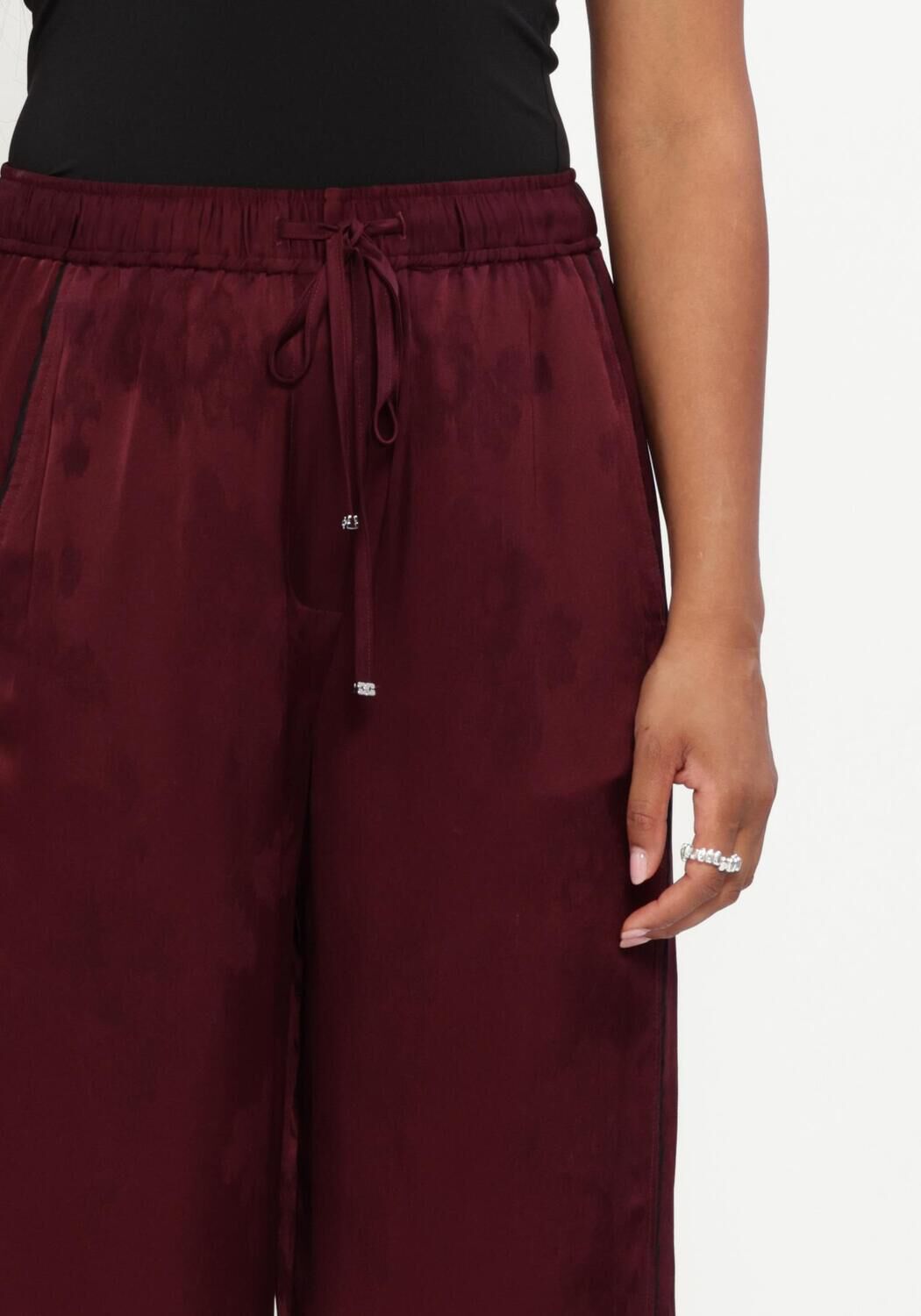 Bordeaux GANNI Broeken FLUID SATIN JACQUARD ELASTICATED PANTS - large