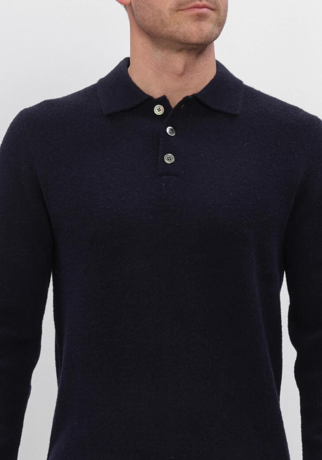 Donkerblauwe PROFUOMO Polo POLO LS BOILED WOOL - large