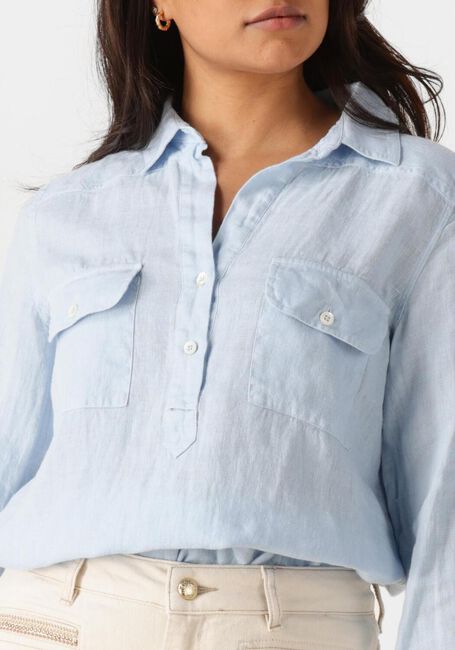 Lichtblauwe MOS MOSH Blouses MMENNA LINEN POCKET BLOUSE - large