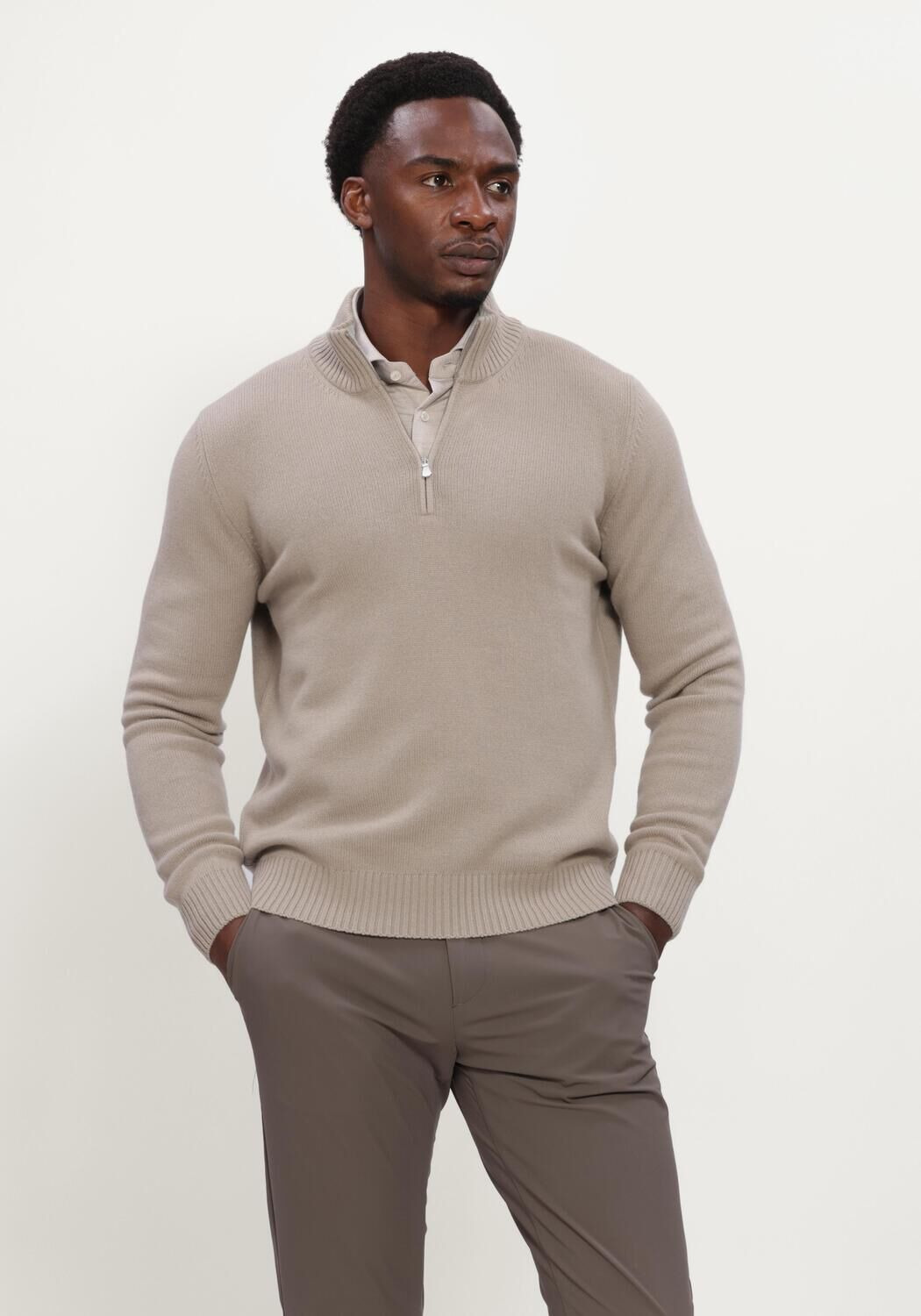 Beige GRAN SASSO Trui MOCK ZIP - large