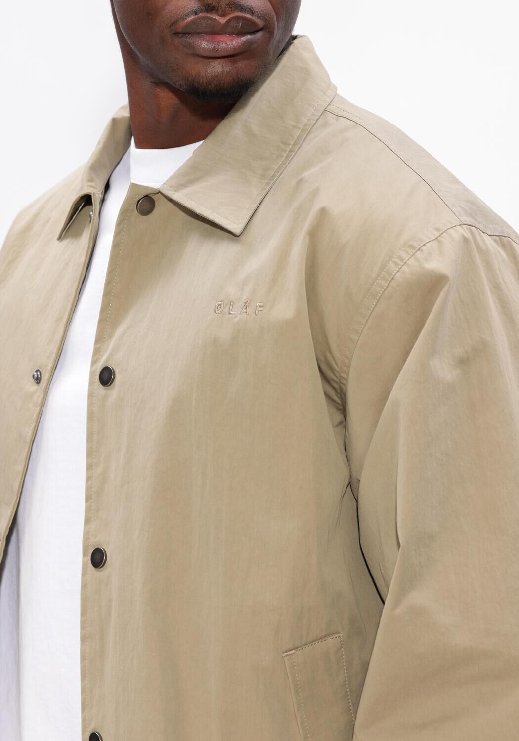 Khaki OLAF HUSSEIN Overshirt WORKWEAR COACH JACKET - large