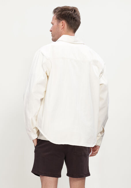 Ecru AMI PARIS Overshirts OVERSHIRT WITH KNITTED AMI DE COEUR - large