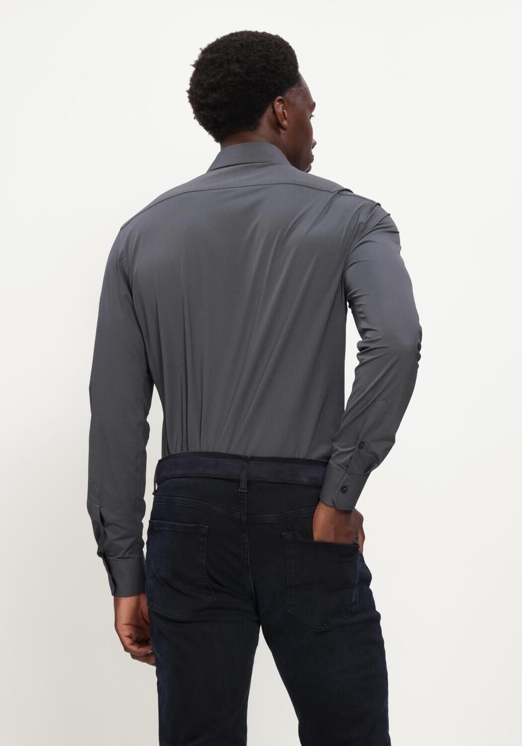 Donkergrijze XACUS Klassiek overhemd ACTIVE SHIRT 520ML - large