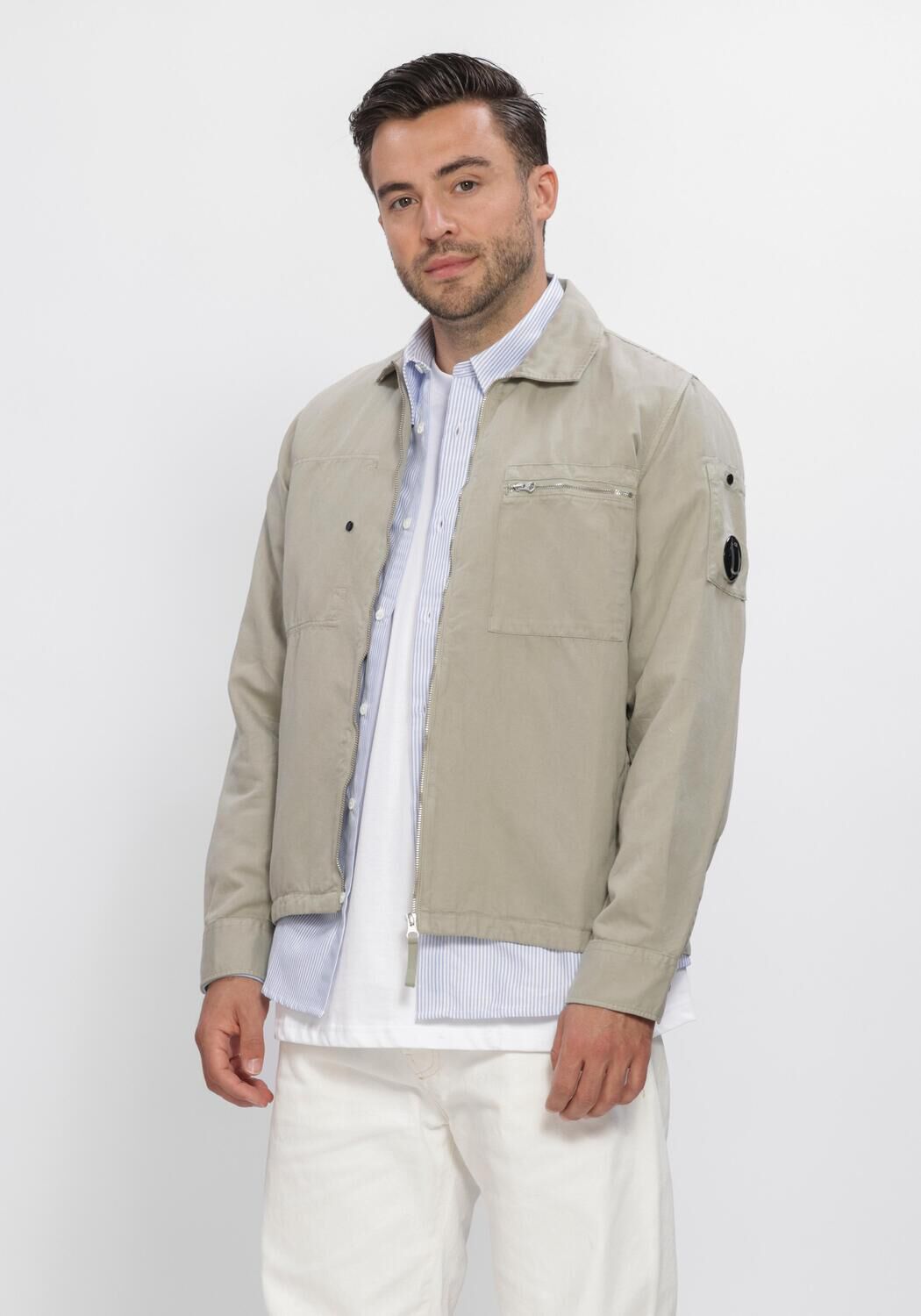 Grijze CP COMPANY Overshirts OVERSHIRT OVERSHIRT IN COTTON/LINEN - large