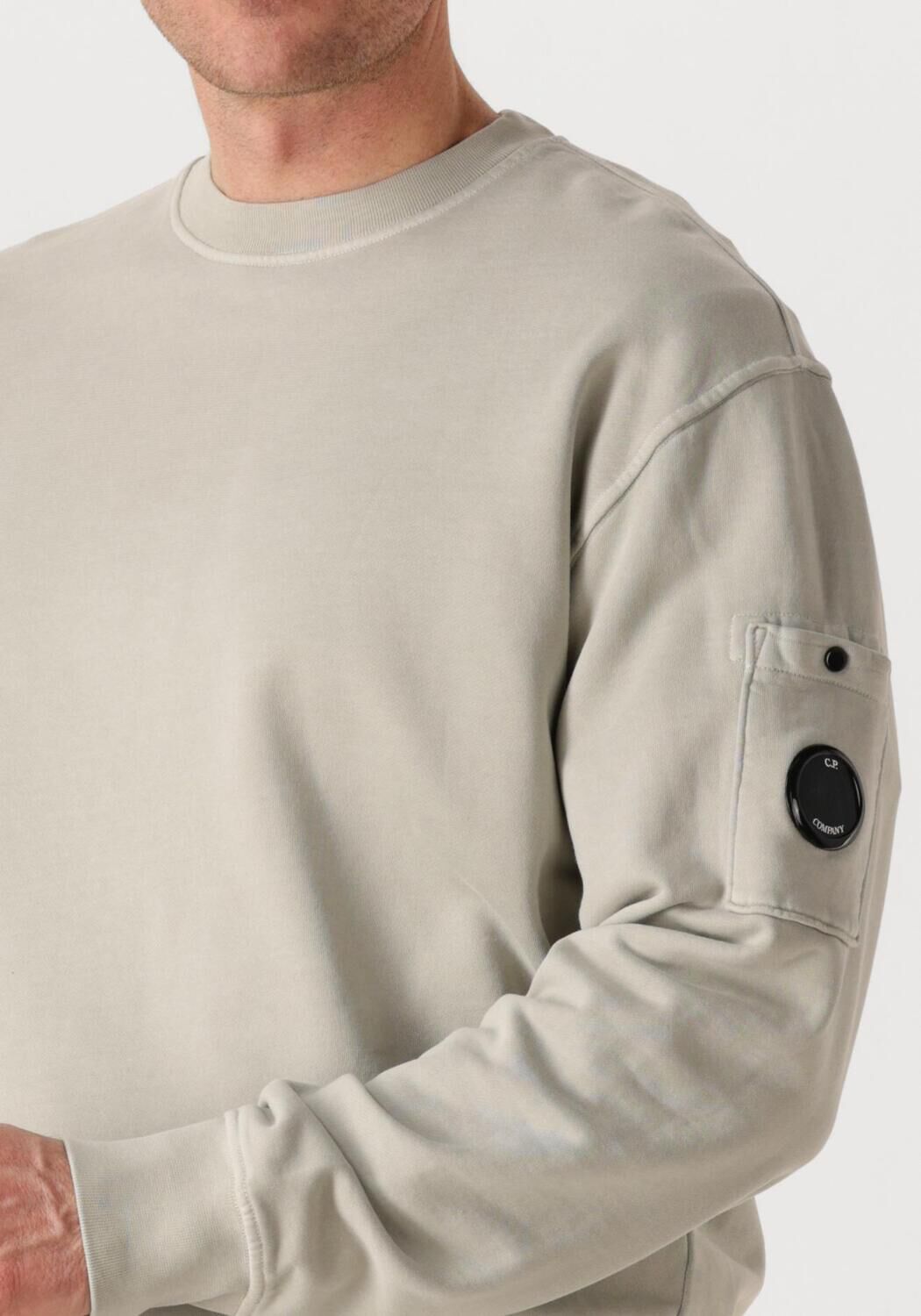 Gebroken wit CP COMPANY Trui SWEATSHIRTS CREW NECK IN BRUSHED EMERIZED DIAGONAL FLEECE - large