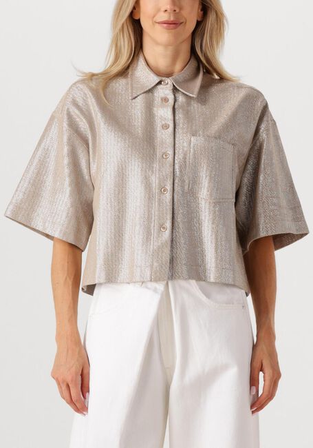 Zilveren ALIX THE LABEL Blouses LADIES WOVEN FOIL CROPPED BLOUSE - large