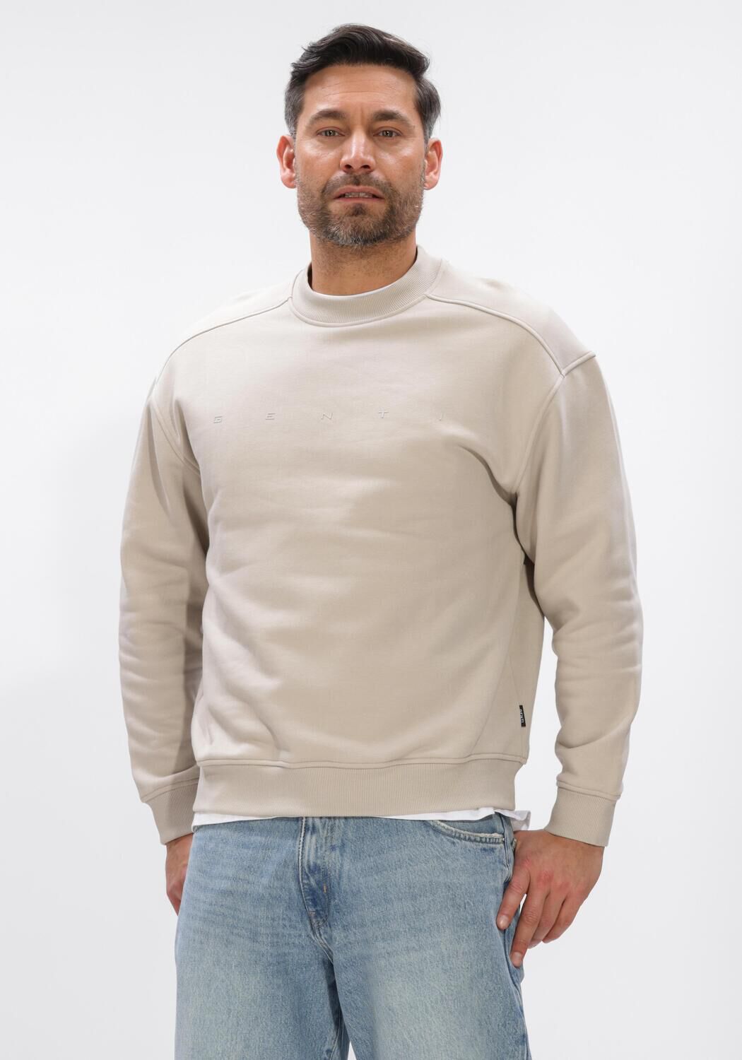 Genti Sweater Heren Crewneck, Maat: XL, Kleur: Zand afbeelding 1
