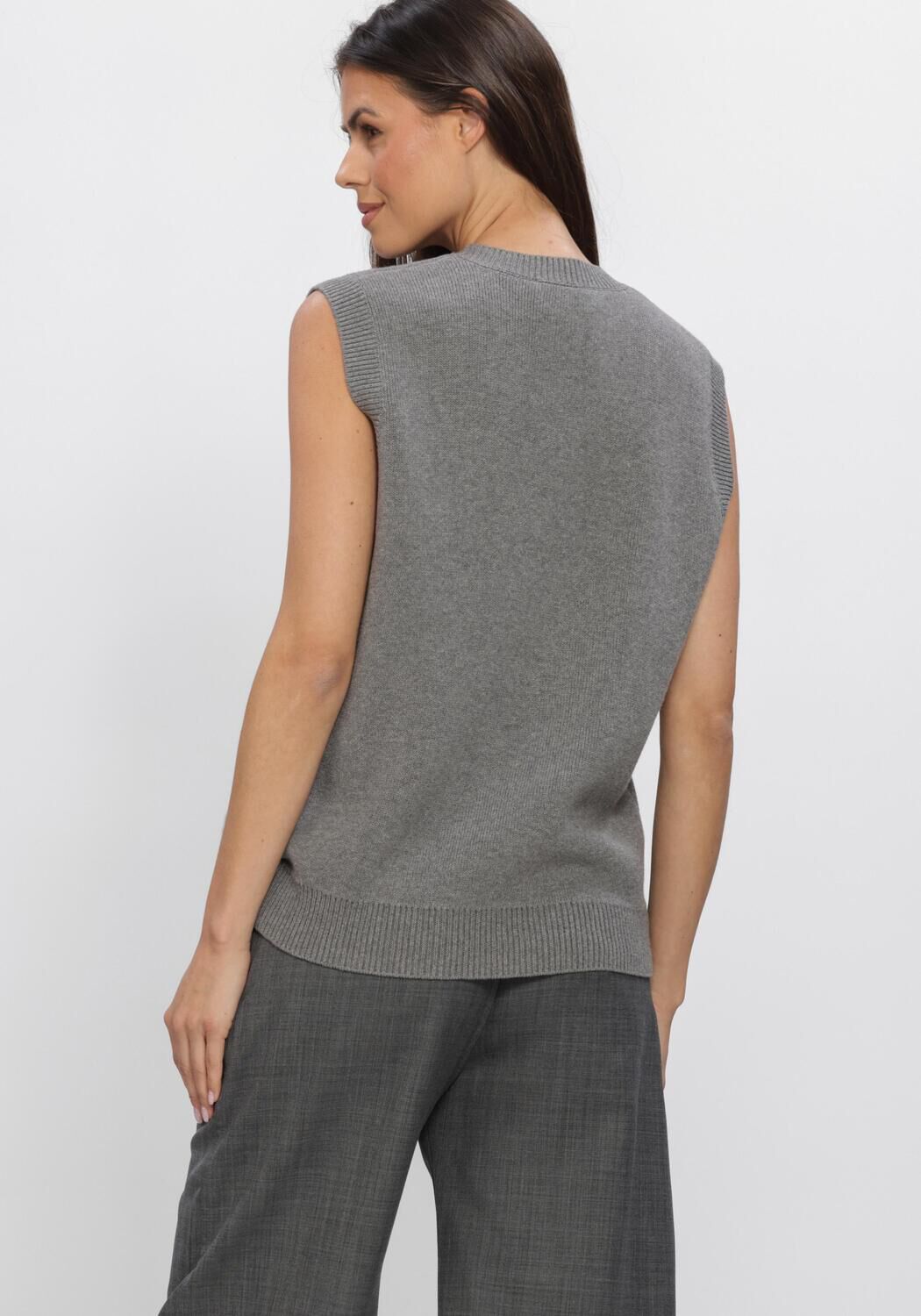 Grijze GANNI Top CASHMERE FLOWER VEST - large