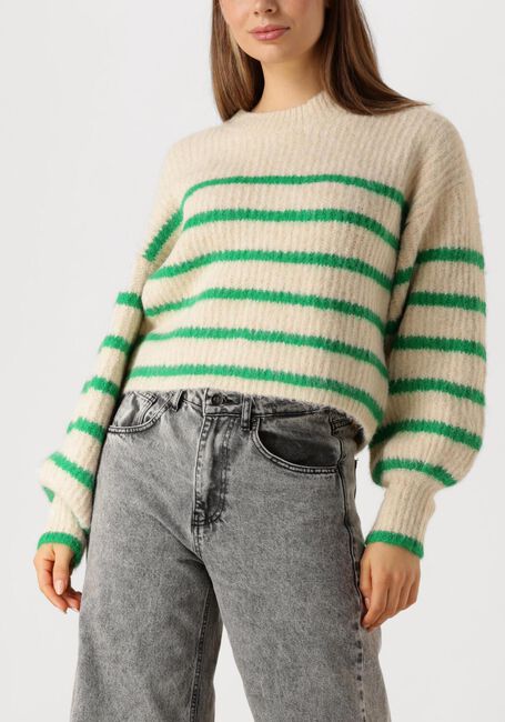Groene CO'COUTURE Trui CORALIE CROP STRIPE O-KNIT - large