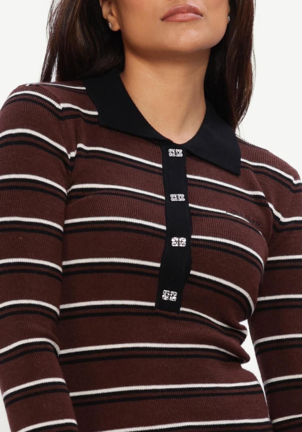 Multi GANNI Broeken MINI RIBBED MERINO POLO - large