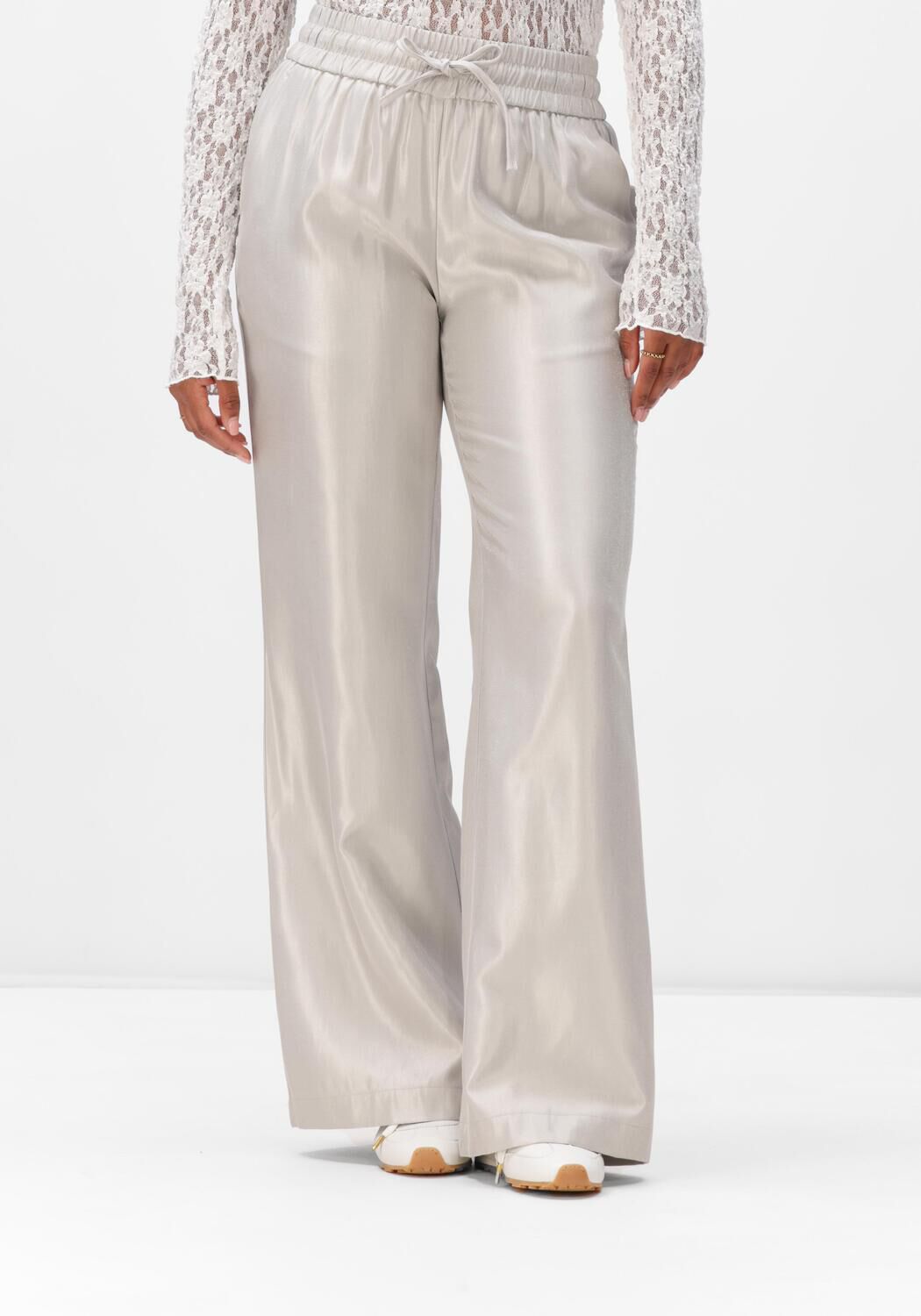 Aimee the Label Wijde Broek Dames Faith Trouser, Maat: XL, Kleur: Zilver afbeelding 1